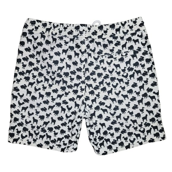 Zipcode Farm animals print Shorts cotton sheep, pig, duck, rabbit black white L - Picture 2 of 4